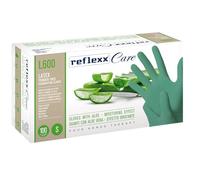 Reflexx L600/M Gants jetables en latex avec Aloe Vera, Vert, 100 pièces
