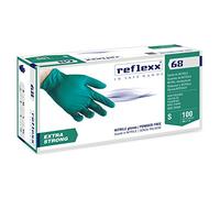 Reflexx R68/M sans poudre Gants en nitrile gr 6.0, taille Medium, Vert (lot de 100)