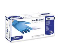 P2R Gants de nitrile Réflexx R70 – Sans poudre, libres, L, bleu clair – Paquet de 100