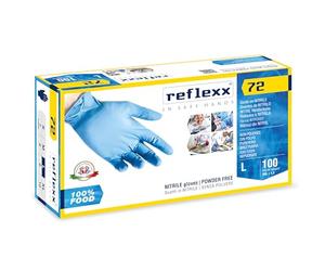 Reflexx R72 Gants en nitrile sans poudre, L, bleu ciel, 100