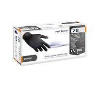 Reflexx R78 Gants en nitrile noirs sans poudre, XS, noir, 100