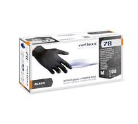 Réflexx R78 / m Gants de nitrile sans poudre, moyen, noir, paquet de 100