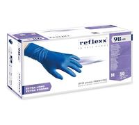 Reflexx R98 Gants en Latex à Haute Résistance, Sans Poudre, Taille M, Bleu (Paquet de 50 Pièces)