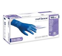 Reflexx R98 Gants en Latex à Haute Résistance, Sans Poudre, Taille S, Bleu (Paquet de 50 Pièces)