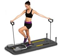 Reformer Pilates 5 en 1 avec compteur LED - Rouleau à rebond automatique et multi-plaques pour entraînements à domicile - Noir