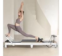 Reformer Pilates Pliable en Aluminium avec système de Force réglable pour la Salle de Sport à Domicile, en Studio et pour l'entraînement de Base (Gris 2430 x 682 x 802 mm)