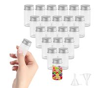 REFORUNG 48 Pcs Petite Bouteille en Verre 25ml Petite Fiole en Verre avec Bouchon avec Vis en Aluminium Tube a Essai Verre Contenant Dragées Verre Set pour Les Mariages, Fête, Épices et Confitures