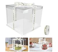 REFORUNG Boîte à Gâteaux Transparente 10 Inch en Plastique Avec Ruban - Double Couche pour Emballage De Boulangerie, Fête, Mariage et Cadeaux