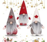 REFORUNG GNOME Décoration Lot de 3 Deco Noel GNOME Peluche Elfe Gnomes Peluche Poupée Mini Père Scandinave Suédoise Père Noël Christmas Décoration pour Arbre de Noël ou étiquettes-Cadeaux, 19cm