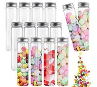 Reforung Lot de 12 Tubes à Essai en Plastique 80ML Transparent Tubes à Essai Bouteille Sensorielle Vide avec Bouchons à Visser Pour Les Bonbons, Les Fêtes, Les Liquides, Les Sels