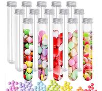 REFORUNG Lot de 20 tubes à essai avec bouchon à vis - 90 ml - En plastique transparent - Réutilisables - Pour bonbons, science, liquides, sels de bain, perles