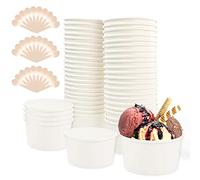 REFORUNG Lot de 50 Gobelets Ronds Compostables - Bols Jetables Durables 240 ml Cuillère Universels