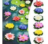 REFORUNG Lot de 6 Nénuphar Artificiel Flottants Lotus Fleur Lily Tampons Nénuphar Flottant de Fleur de Lotus 10cm Flottant Nénuphar Plantes pour Jardin Étang Aquarium Pool Décoration