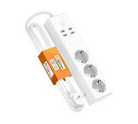 Refoss Multiprise Connectée Compatible avec HomeKit, WiFi Intelligente 3 Prises & 4 USB, Programmable Alexa, Google Home, Contrôle à Distance, 1,8M, 2500W(Type F) Blanc MSS425EHK