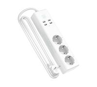 Refoss Multiprise Connectée WiFi Intelligente avec 3 Prises et 4 USB, Programmable avec Alexa, Google Home, Fonction de Temps, Contrôle à Distance, 1,8M, 2500W (Type F)