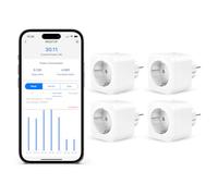 Refoss Prise Connectée WiFi, Prise Programmable avec Apple HomeKit, Intelligente Prise Telecommande avec Mesure de Consommation Électrique, Minuteur Prise avec Alexa et Google Home, Type F, 4 Pièces