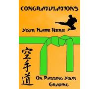 RefPDS58 Carte de félicitations personnalisable pour karaté, judo, taekwondo Vert Format A5