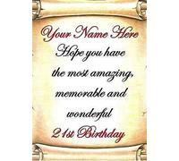 RefPID263 Carte d'anniversaire personnalisée Motif ancien parchemin Format A5