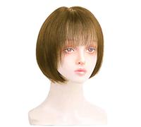 Réfractaire courtes droites avec frange pour femme courte perruque noire perruque de cheveux humains couches courtes perruques de cheveux humains pour la fête quotidienne Ajustable