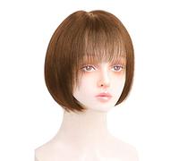 Réfractaire courtes droites avec frange pour femme courte perruque noire perruque de cheveux humains couches courtes perruques de cheveux humains pour la fête quotidienne Ajustable