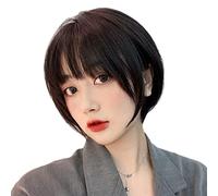 Réfractaire Courtes pour femme perruques droites courtes avec frange perruque de cheveux humains noirs perruques courtes coupe lutin couches perruques de cheveux humains courts Ajustable