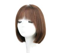 Réfractaire Perruque courte avec une frange pour les femmes noires blanches Bandeau de cheveux humains Perruque d'aspect Longueur d'épaule Perruque pour les filles Utilisation quotidienne Ajustable