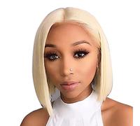 Réfractaire Perruques avant en dentelle pour femmes perruque de cheveux humains délié mode charmante perruques de cheveux courts pour les filles utilisation quotidienne perruques blondes Ajustable