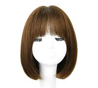 Réfractaire Perruques courtes de cheveux humains perruque Bobo noire courte avec frange perruque courte droite en couches perruque de cheveux humains courts pour une fête quotidienne Ajustable