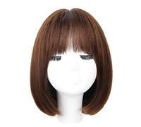 Réfractaire Perruques courtes de cheveux humains perruque Bobo noire courte avec frange perruque courte droite en couches perruque de cheveux humains courts pour une fête quotidienne Ajustable