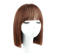 Réfractaire Perruques courtes droites perruques de cheveux humains pour femme brun froid court Bob perruque de cheveux humains avec une frange émoussée perruque perruque Ajustable