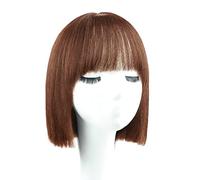 Réfractaire Perruques courtes droites perruques de cheveux humains pour femme brun froid court Bob perruque de cheveux humains avec une frange émoussée perruque perruque Ajustable