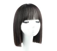 Réfractaire Perruques courtes droites perruques de cheveux humains pour femme brun froid court Bob perruque de cheveux humains avec une frange émoussée perruque perruque Ajustable