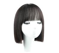 Réfractaire Perruques courtes droites perruques de cheveux humains pour femme brun froid court Bob perruque de cheveux humains avec une frange émoussée perruque perruque Ajustable