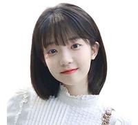 Réfractaire Perruques courtes perruque noire pour femme perruque courte droite de cheveux humains avec frange perruques droites naturelles douces perruque courte pour fille cosplay Ajustable