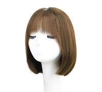 Réfractaire Perruques courtes perruque noire pour femme perruque courte droite de cheveux humains avec frange perruques droites naturelles douces perruque courte pour fille cosplay Ajustable