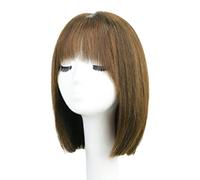 Réfractaire Perruques de cheveux humains pour femme courte noire droite perruque courte Bob perruque avec frange mode pour fille Cosplay perruques droite perruque de cheveux Ajustable