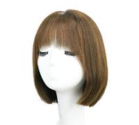 Réfractaire Perruques de cheveux humains pour femme courte noire droite perruque courte Bob perruque avec frange mode pour fille Cosplay perruques droite perruque de cheveux Ajustable