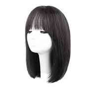 Réfractaire Perruques droites brunes avec une frange perruque de cheveux humains pour femme perruques de longueur d'épaule en couches perruques de cheveux humains droites de longueur Ajustable