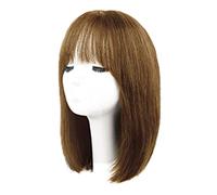 Réfractaire Perruques droites brunes avec une frange perruque de cheveux humains pour femme perruques de longueur d'épaule en couches perruques de cheveux humains droites de longueur Ajustable