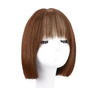 Réfractaire perruques droites courtes cheveux humains perruque courte avec frange coupe émoussée perruque de mode perruques noires courtes pour les femmes noires cheveux humains Ajustable