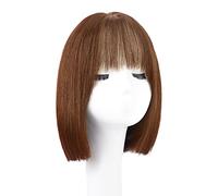 Réfractaire perruques droites courtes cheveux humains perruque courte avec frange coupe émoussée perruque de mode perruques noires courtes pour les femmes noires cheveux humains Ajustable