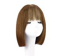 Réfractaire perruques droites courtes cheveux humains perruque courte avec frange coupe émoussée perruque de mode perruques noires courtes pour les femmes noires cheveux humains Ajustable