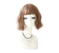 Réfractaire Perruques pour femmes faites à la machine bandeau perruque moelleux perruques courtes bouclées avec une frange pour les filles perruques synthétiques à usage quotidien Ajustable