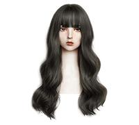 Réfractaire Perruques Pour Femmes Perruques De Cheveux Longs Et Bouclés Ondulés Avec Frange D'air Perruque De Bandeau En Fibre à La Chaleur,Pour Les Perruques De Fête De Cosplay Ajustable