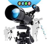 Réfracteur d'astronomie pour Enfants débutants, Objectif 70 mm, Distance focale 400 mm, avec trépied réglable et Filtre Lunaire