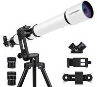 Réfracteur Télescope d'astronomie de 1000 mm à Ouverture de 90 mm pour Adultes, débutants, avec réglage de Haute précision, Support pour Adaptateur de téléphone, trépied à Monture Vertisteel AZ