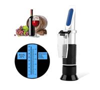 Réfractomètre pour pierres précieuses Réfractomètre portatif for alcool et sucre, appareil de mesure la concentration du vin, densitomètre for 0-25 % for bière 0-40 Brix, réfractomètre for raisins