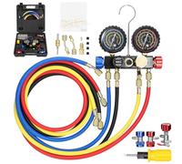 Réfrigérant Manifold Gauge Set, Weytoll Ensemble de manomètres pour climatisation, adaptateurs de couplage rapide en laiton pour réfrigérant R22/R134a/R410a