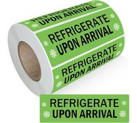 Refrigerate Upon Arrival Stickers 1x3 Inch Keep Refrigerated Food Packaging Warning Shipping Labels Keep Cold Food Service Pharmacy Stickers for Pharmacy Drug Stores (Green)
