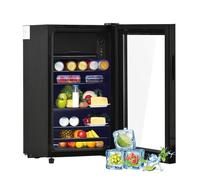 Réfrigérateur 76 litres 6L+70L, réfrigérateur congélateur à économie d'énergie, Frigo a étagères réglables, éclairage LED, noir